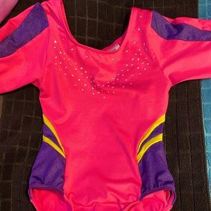 Girls pink gymnastics leotard.